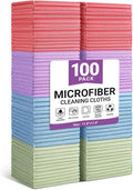 SIFANGKE Microfiber Cleaning Cloth, 100 Pack Assorted Color Cleaning Rags for Housekeeping, Colorful Reusable Microfiber Towels for Car, Kitchen, Bathroom and Household Cleaning Supplies, 11.8"X11.8"