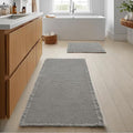 JIUZHEN Set of 2 Waffle Bath Mats Non Slip Waffle Bathroom Runner Rug Washable Boho Runner Bath Rugs Super Absorbent Shower Mat for Bathroom Kitchen Hallway Laundry, 16" x 24" +24" x 60", Grey