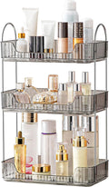 Akinbas 3 Tier Bathroom Organizer Countertop Makeup Perfume Tray Skincare Organizer for Bathroom Dresser Vanity (Grey)