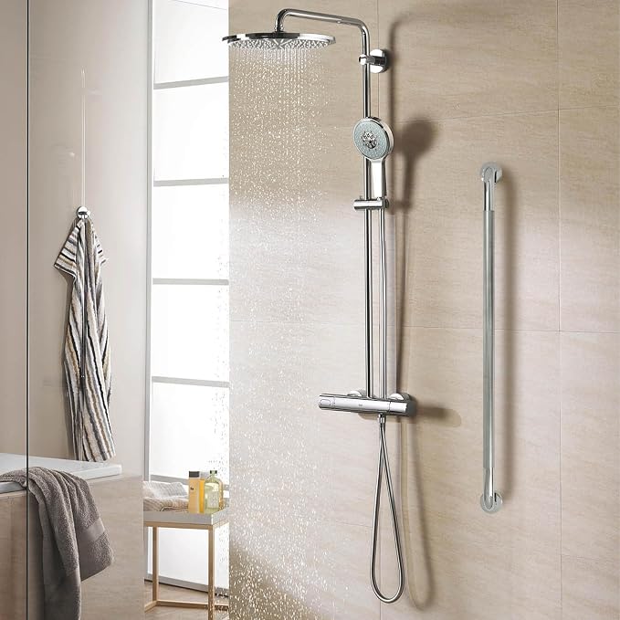 Rockgoya Shower Grab Bar, 2 Pack 39.4 Inch Bathroom Grab Bar, 304 Stainless Steel 1.25" Diameter Anti-Slip Handicap Grab Bar Support Shower Rail Senior Handrail Shower Safety Bar Handle