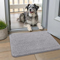 Smiry Dog Door Mat for Muddy Paws 24x16, Absorbent Dirt Trapper, Non-Slip Washable Chenille Entryway Rug for Inside Floor, Light Grey, Classic Solid