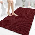 OLANLY Bathroom Rug Mat 44x32, Thick Soft and Absorbent Chenille Bath Mat, Non-Slip Rubber Backing, Machine Washable Quick Dry Bath Rugs for Tub Shower Floor, Home Decor Accessories, Burgundy