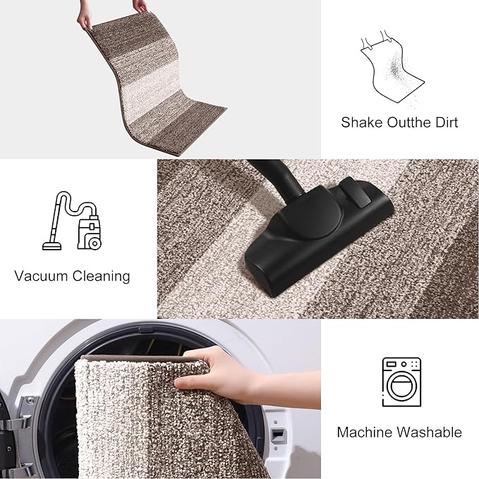 Smiry Dog Door Mat for Muddy Paws, Absorbs Moisture and Dirt, Low-Profile Entryway Mat with Non-Slip Backing, Entry Indoor Outdoor Doormat for Inside Floor (30x17 Inches, Light Brown, Striped)
