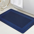 ACCUMTEK Non Slip Bath Mat, Thin Bathroom Rugs Fit Under Door, Quick Dry Bath Mats, Machine Washable Bath Rugs for Bathroom, Bathtub & Kitchen, Bathtub, Dark Blue/Bordered/36 x24