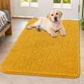 Smiry Dog Door Mat for Muddy Paws 40x32, Absorbent Dirt Trapper, Non-Slip Washable Chenille Entryway Rug for Inside Floor, Golden Yellow, Classic Solid