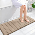 OLANLY Memory Foam Long Bathroom Rugs Runner 47x17, Super Soft Absorbent Bath Mat, Quick Dry, Machine Washable Shower Floor Rugs, Bathmat Carpet, Bathroom Home Decor Accessories, Tan