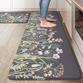 KIMODE Anti Fatigue Kitchen Mats for Floor, 20"x47"+20"x32" Farmhouse Kitchen Rugs Sets of 2, Padded Kitchen Floor Mats, Comfort Standing Mats for Sink, Laundry, Office, Desk Dark Grey/Purple