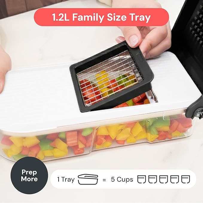 Fullstar Core Vegetable Chopper - Chop and Slice Lid - Food Chopper with Container, Veggie Chopper, Fruit Slicer, Onion Dicer - Meal Prep Essential - Kitchen Gadgets and Gifts (6-in-1, White/Black)