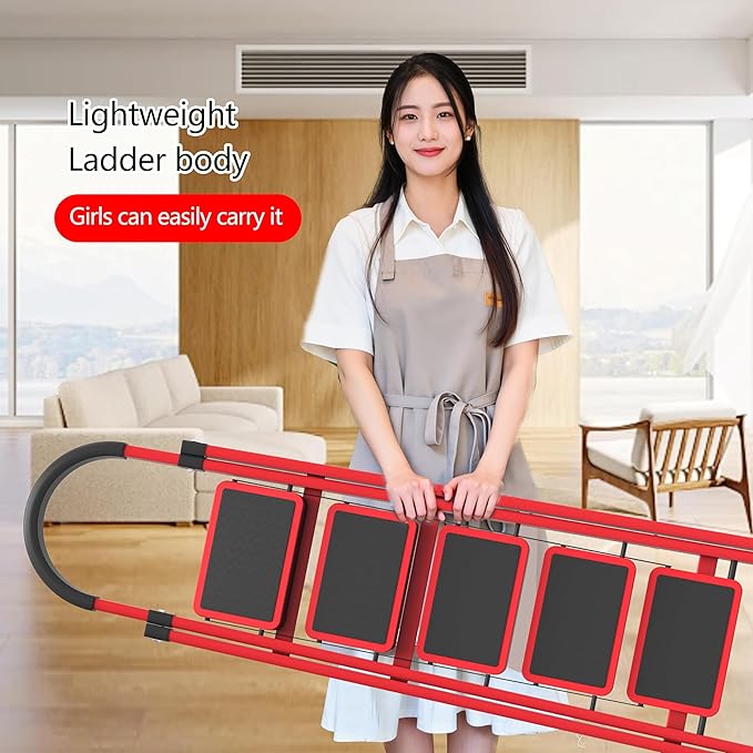 5 Step Folding Ladder, Portable and Compact, Anti-Slip Multi-Use Household Step Ladder for Home, Kitchen, Office, and Garage – Easy Storage, Sturdy and Durable
