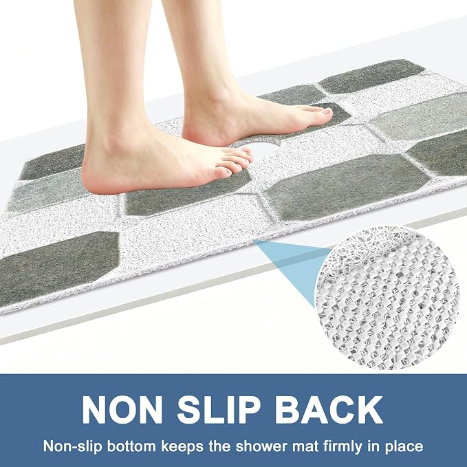 Square Shower Mat Non Slip: 24x24 Inch Extra Large Shower Mats for Inside Shower, Non Slip Shower Mat with Drain Hole in Middle- Anti Slip Shower Floor Mat, Loofah Shower Stall Mats for Elderly