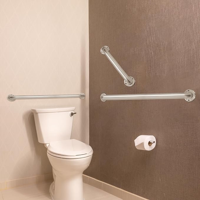 Homewerks 068 HW11218SS 18 Inch Bathroom Grab Bar with 1-1/2 Inch Diameter and Exposed Screws ADA Compliant - Brushed Stainless Steel
