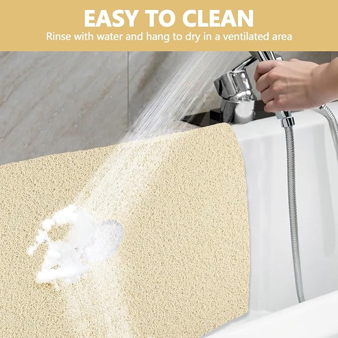 Square Shower Mat Non Slip: 36 x 36 Inch Extra Large Loofah Shower Mats for Inside Shower - Anti Slip Shower Stall Matt with Drain Hole in Middle