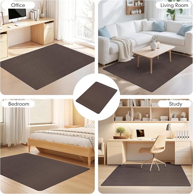 Office Chair Mat for Hard Floors,48"x55" Anti-Slip Waterproof Hardwood Floor Chair Mat,Heavy Duty Floor Protector Rolling Chairs for Home Office(Coffee)