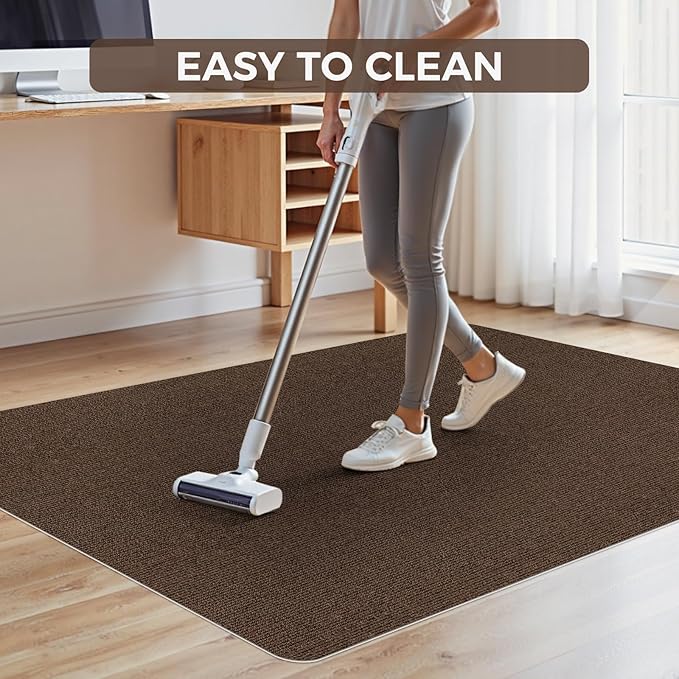 Office Chair Mat for Hardwood Floor 48x60 Inch, Non-Slip Rolling Chair Mat, Flat Lay Floor Protector for Wood Tile Laminate, Anti-Slip Sound Absorbing(Coffee)