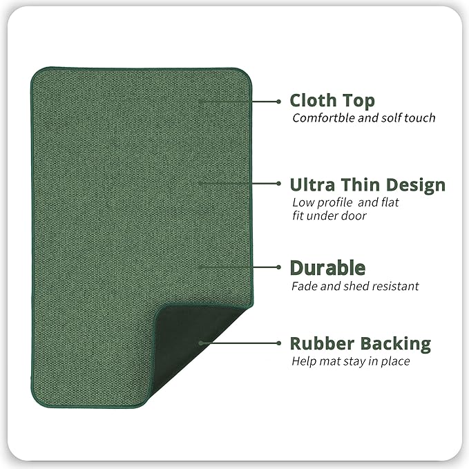 Bosap Bathroom Rugs Set 2 Pieces,Thin Bathroom Mats,Toilet Rugs,Quick Dry,Non-Slip,Machine Washable,Low Pile,Absorbent Bath Mats,Shower,Sink,Home Decor Accessories.Green,1'5"x2'3"+1'8"x2" U Shape