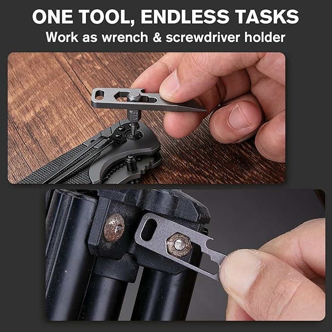 KEEPO LINK Titanium EDC Pry Bar, 4-in-1 Mini Pocket Pry Bar Keychain Tool for Men, OLT08