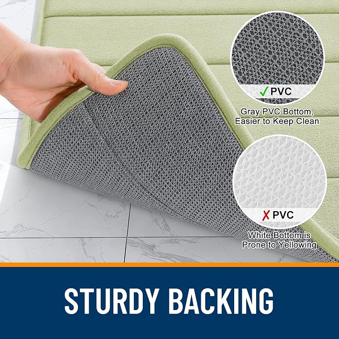 OLANLY Memory Foam Bath Mat 30x20, Super Soft Absorbent Bathroom Rugs, Quick Dry, Machine Washable Shower Floor Rugs, Bathmat Carpet, Bathroom Home Decor Accessories, Vanilla