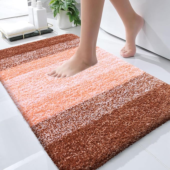 OLANLY Large Bathroom Rugs Mat 44x32, Extra Soft Absorbent Microfiber Bath Rugs, Rubber Backing, Quick Dry, Machine Washable Bath Mat for Bathroom Floor, Tub and Shower, Home Decor Accessories, Orange