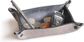 Main Street Forge Leather Valet Tray for Men – Rustic EDC Organizer for Keys, Phone & Wallet – Made in USA – Avalanche Gray