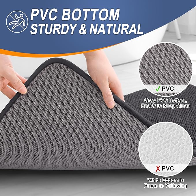 OLANLY Thick Memory Foam Bathroom Runner Rugs 59x20, Extra Soft Absorbent Long Bath Rug, Quick Dry, Non-Slip, Machine Washable Bath Mats for Bathroom, Tub and Shower, Home Decor Accessories, Dark Grey