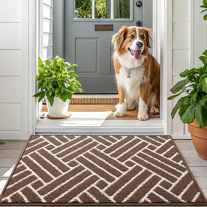 OLANLY Large Indoor Door Mat, 59x35 Inch, Dirt Resistant and Absorbent, Non-Slip Rubber Backing Floor Mats, Easy Clean Low-Profile Doormat for Entryway, Front Door, and Inside Entrance, Coffee