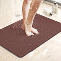 LuxStep Shower Mat Bathtub Mat,24x16 inch, Non-Slip Bath Mat with Drain, Quick Drying PVC Loofah Bathmat for Tub,Shower,Bathroom,Reddish Brown