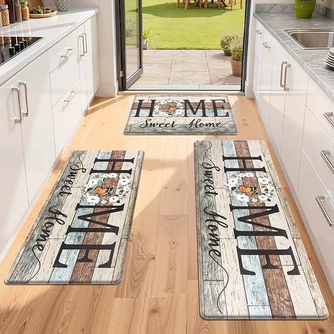 Yamaziot Anti Fatigue Kitchen Rug Set of 3, Non-Slip Waterproof Farmhouse Cushioned Comfort Standing Floor Mat for Kitchen, Office, Sink, Laundry