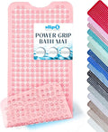 SlipX Solutions Power Grip Bathtub Safety Mat | Precision Grip Technology for Longer, Stronger, & Softer Wet Surface Protection | Clear Coral 39"x16"
