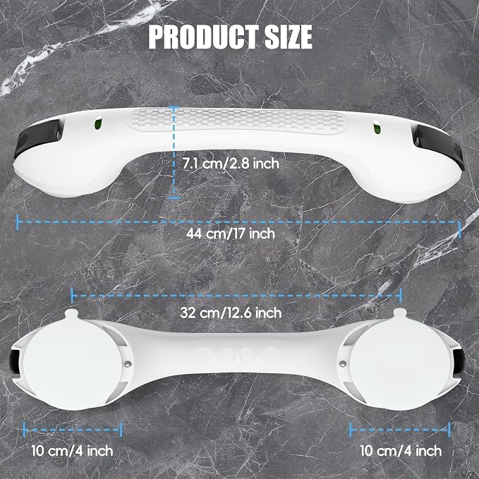 SPECILITE 17 Inch Shower Handle, Disabled and Elderly Strong Suction Cup, Grab Bars for Bathtubs and Showers, Seniors Handicap Safety Handrail for Bathroom Toilet Tiles Glass, White, 1 Pack