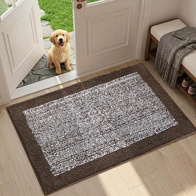 36x24 Large Bathroom Rugs Washable Non Slip, Brown Bath Mat for Bathroom Floor Tub, Soft Absorbent Quick Dry Mats for Shower, Bathtub,Home Decor