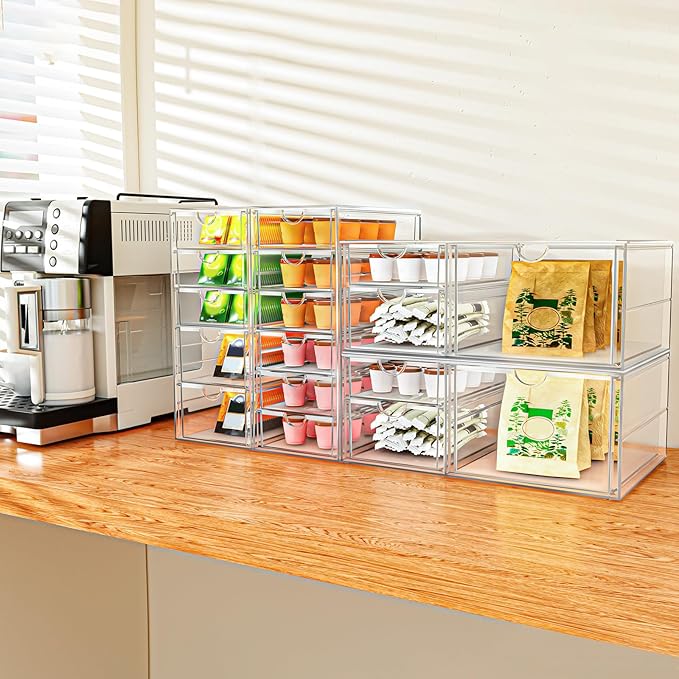 ARSTPEOE 30 Drawers, Acrylic Desk Makeup Organizer, Plastic Drawers Organizer, Stackable Storage Solution for Makeup, Dresser, Office, Bathroom Clear Plastic Craft and Bead Storage Cabinet