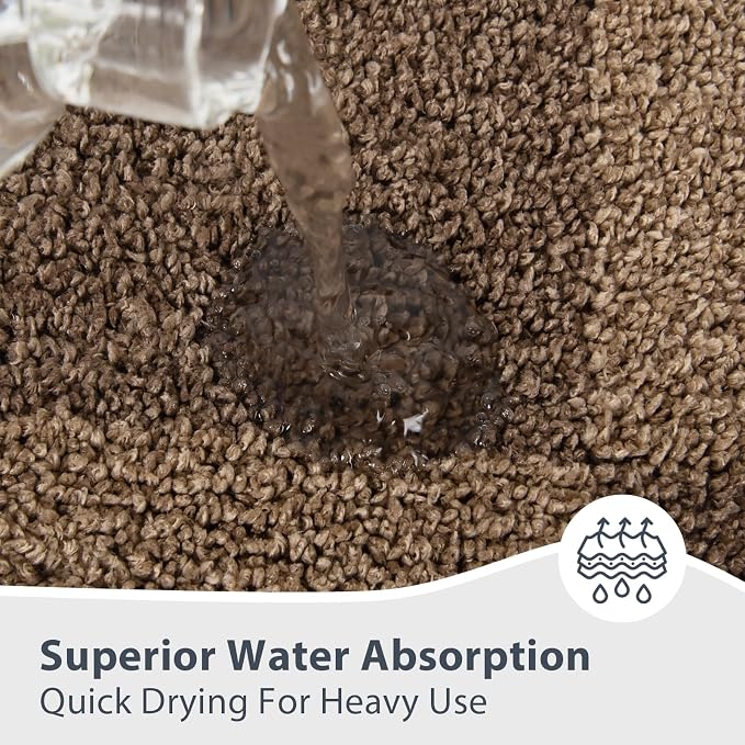 anllugs Bathroom Rugs 30" x 60", Non-Slip Extra Soft Absorbent Bath Rugs, Machine Washable Quick Dry Bath Mats for Bathroom Floor, Shower, Bathtub and Sink, Checkered Grayish Brown & Coffee