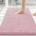 Smiry Luxury Chenille Bathroom Rugs 30x20, Extra Soft and Absorbent Shaggy Bath Mat, Machine Washable, Non-Slip Plush Carpet Runner for Tub, Shower, and Floor, Home Decor Accessories, Dusty Rose