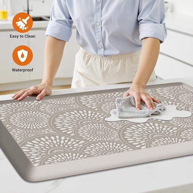 Mattitude 4/5 Inch Kitchen Mat, 20x54in Heavy Duty Ergonomic Comfort Foam Standing Desk Mat, Waterproof Non-Slip Standing Mats and Rugs for Kitchen, Office, Black