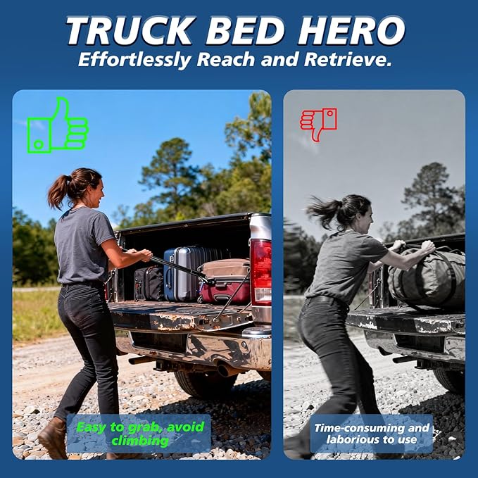 6.5FT 2.0 New Upgraded Scalable Aluminum Alloy Truck Cargo Grabber with a Maximum Pulling Force of 300pound Suited for Pickup Trucks SUVs Trailers RVs Boats (Gen 2 Black) 5-piece Set