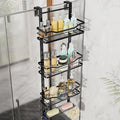 SWTYMIKI Over the Door Shower Caddy - 4 Tier Adjustable Shower Organizer Hanging with Soap Holder, No Drilling Stainless Steel Bathroom Rack Hanging for Body Wash, Shampoo, Soap, Razor, Black
