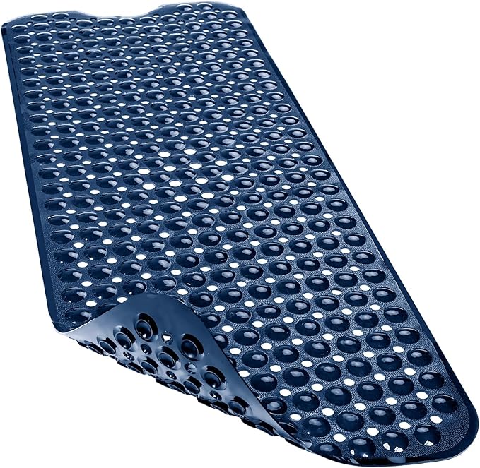 Bathtub and Shower Mats, 40x16 Inch Extra Large Non Slip Soft Bath Tub Mat with Suction Cups and Drain Holes for Bathroom Floor and Keep Tubs Clean, Machine Washable, Navy Blue