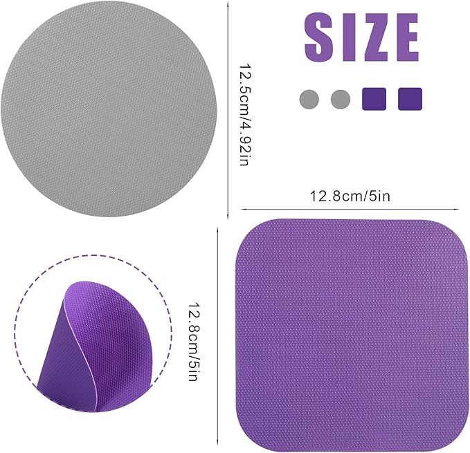 LUTER 4pcs Jar Opener, Rubber, Multi-function Silicone Bottle Opener for Seniors with Weak Hands Lid Cap Gripper Pads Kitchen Coasters Gadgets(Grey, Purple)