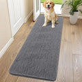 Smiry Dog Door Mat for Muddy Paws 70x24, Absorbent Dirt Trapper, Non-Slip Washable Chenille Entryway Rug for Inside Floor, Dark Grey, Classic Solid