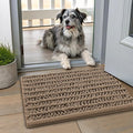 Smiry Dog Door Mat for Muddy Paws 24x16, Absorbent Dirt Trapper, Non-Slip Washable Chenille Entryway Rug for Inside Floor, Camel, Layered Pattern