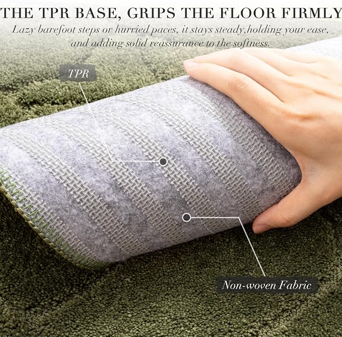 BSICPRO Large Bathroom Rugs Runner, 24x59 Inches Long Bath Mats Non Slip, Soft Absorbent and Quick Dry Microfiber Bath Rugs for Bathroom Decor, Machine Washable (Olive Green)