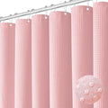 Dynamene Long Fabric Shower Curtain - 78 inch Long Waffle Weave Weighted Cloth Shower Curtains for Bathroom, Neutral Heavy Duty Hotel Spa Luxury Bath Curtain Set with 12 Hooks, 72x78, Pink