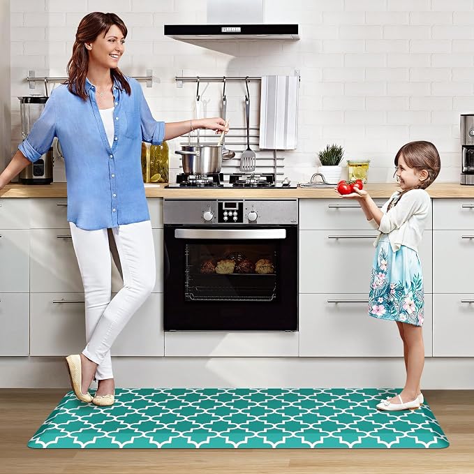 WISELIFE Anti Fatigue Floor Mat - 4/5 Inch Thick Kitchen Mat Non Slip Waterproof Heavy Duty Ergonomic Comfort Mat Durable for Home, Office, Sink, Laundry,(22" x 54", Green)
