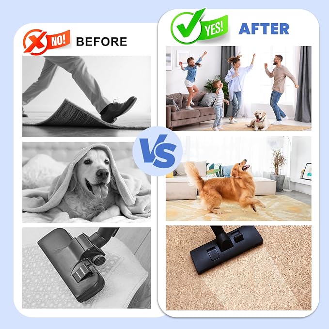 16Pcs Carpet Stickers for Area Rugs, Non-Slip Rug Grippers, Rug Corners to Hold Rug in Place, Heavy Duty Rug Tape for Tile, Stair Rugs, Hardwood Floors No Damage & Hard Floors, Black