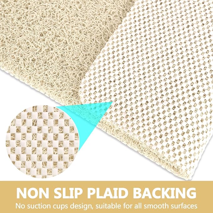 Square Shower Mat Non Slip: 36 x 36 Inch Extra Large Loofah Shower Mats for Inside Shower - Anti Slip Shower Stall Matt with Drain Hole in Middle