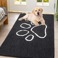 Smiry Dog Door Mat for Muddy Paws, Absorbent Dirt Trapper Non Slip Quick Dry Washable Chenille Mat for Mud Dogs, Entry Rug for Indoor and Outdoor (47x32 Inches, Black and White)