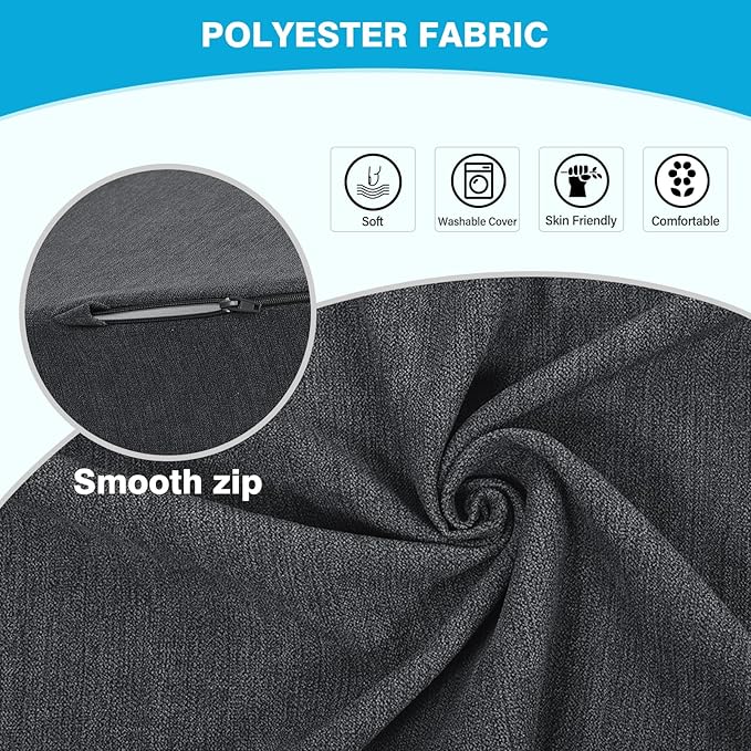Back Support Pillow for Recliner Dual Layer Lumbar Support Pillow with Gel Memory Foam Ergonomic Orthopedic Lumbar Cushions for Elderly Lower Back Pain Relief Washable Cover Dark Grey
