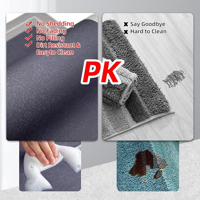 Diatomaceous Earth Bath Mat Super Absorbent Quick Dry Bath Mat, Bathroom Rugs Non Slip Washable, Thin Dark Gray Bathroom Floor Mats-Shower Rug for in Front of Bathtub Shower, Easy Care,19.6"x31.5"