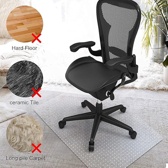 Kuyal Desk Chair Mat for Carpet, 46'' x 72'' Rectangle Transparent Mats for Chairs Good for Desks, Office and Home, Easy Glide, Protects Floors for Low and No Pile Carpeted Floors