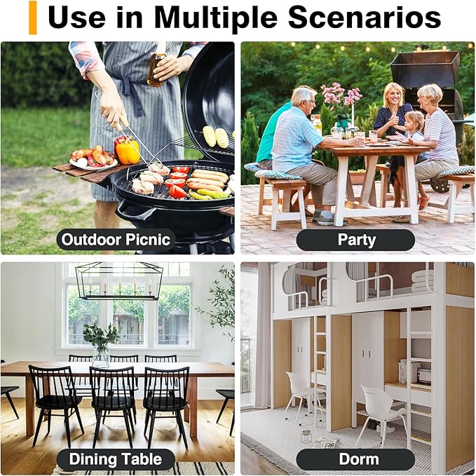 TAVR Furniture Portable Folding Chair with Handle, Heavy Duty Round Fold Stool Chair with 500lbs Capacity for Adults, 18 Inch Foldable Stool for Dorm, Kitchen, Vanity, Church and Outdoor use
